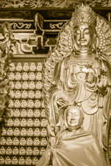 Beautiful Golden Bodhisattva statues in Chinese temple Thailand