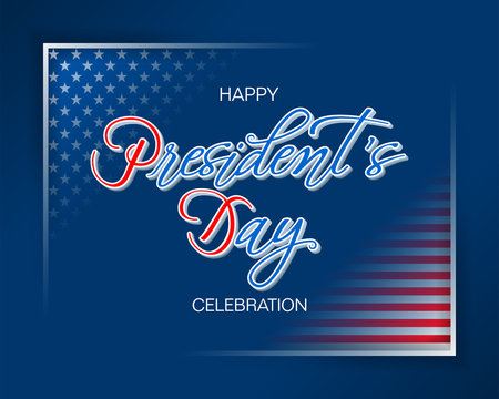 Holidays, design, background with 3d handwriting texts and national flag colors for American President's Day, event celebration