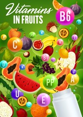 Vitamins complex in natural organic fruits