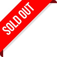 Corner Ribbon Sold Out Banner Vector, Illustration