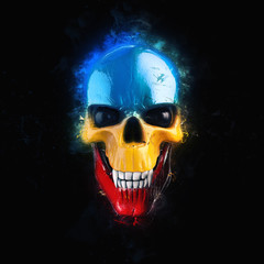 Colorful vampire skull with black eyes - 3D Illustration