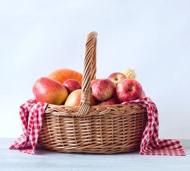 Wicker basket with fruit.