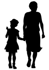 Mature with little child on white background