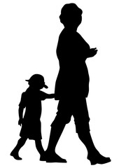 Mature with little child on white background