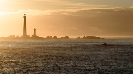 Fototapeta na wymiar Sunset, France, Brittany, Department Finistere, Ile Vierge, Lighthouses 