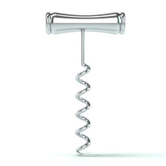 Corkscrew isolated on white background. 3D