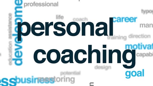 Personal coaching animated word cloud. Kinetic typography.