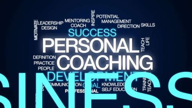 Personal coaching animated word cloud. Kinetic typography.
