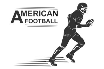 Fototapeta premium Running american football player logo silhouette. American football Logo designs template. American football icon.
