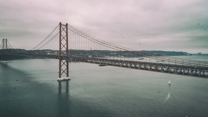 April 25 Bridge in Lisbon, aerial view