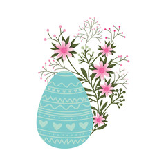 easter egg flowers and leafs isolated icon