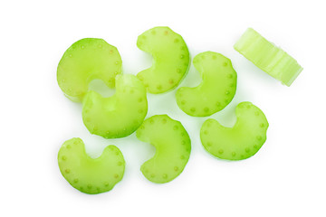 fresh celery isolated on white background.Top view. Flat lay