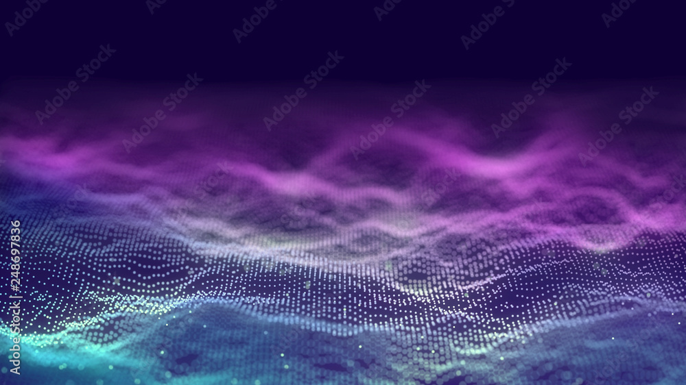 Poster 3d abstract digital technology background. futuristic sci-fi user interface concept with gradient do