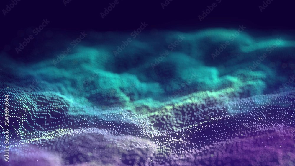 Poster 3d abstract digital technology background. futuristic sci-fi user interface concept with gradient do