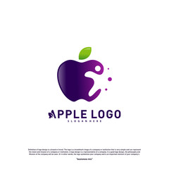 Apple with Fun People Healthy life logo concept. Apple Creative Logo vector template. Icon symbol