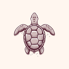Fototapeta premium Sea turtle vintage drawing sketch vector illustration