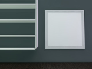 White blank photo frame mockup over background. 3D