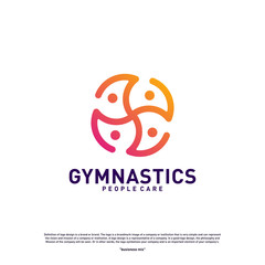 Obraz premium Fun People Healthy logo design concept vector.Gymnastics logo template. People care Icon Symbol