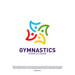 Obraz premium Fun People Healthy logo design concept vector.Gymnastics logo template. People care Icon Symbol