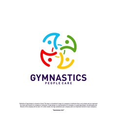 Fun People Healthy logo design concept vector.Gymnastics logo template. People care Icon Symbol