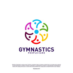 Fun People Healthy logo design concept vector.Gymnastics logo template. People care Icon Symbol
