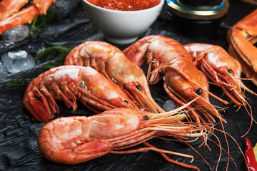 Closeup of far eastern botan shrimp with lemon