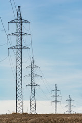 Electric power driving towers in the interior of Spain