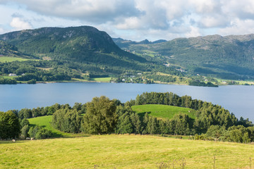 Obraz premium Norwegian fjord and mountains in summer. Lysefjord, Norway