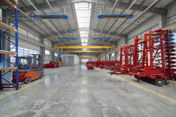 Factory assembly shop. Manufacture of agricultural machinery