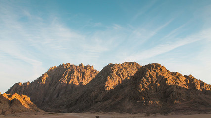 Landscapes of the Senai Peninsula. Beautiful Egyptian mountains and blue sky