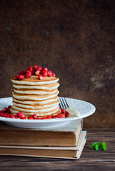 Pancakes with Wild Strawberries and old books