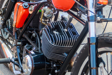 Fototapeta na wymiar Close-up of the motorcycle engine block