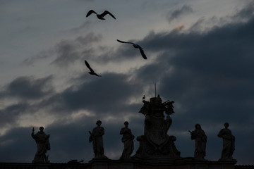 Vatican City, December 7, 2018: Seagulls flying over Saint Peter's Square