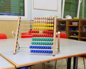 Inside a classroom of a Kingergarten with abacus