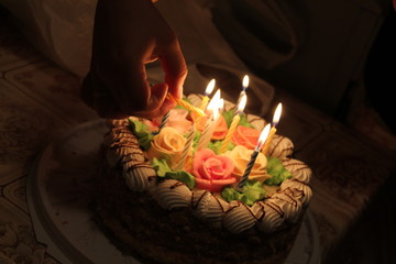 birthday cake with candles