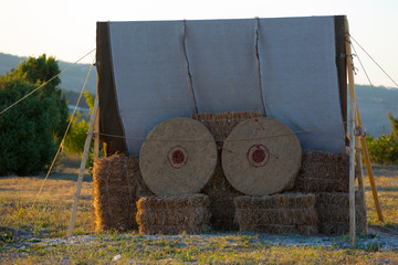Target straw archery in medieval camp