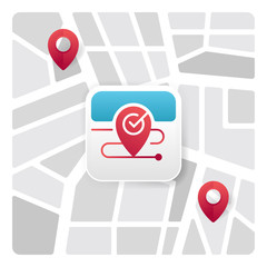 Map app icon. Modern logo icon of city point. Place pin pointer icon - Vector illustration