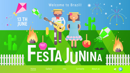 Fototapeta premium Festa Junina Landing Page