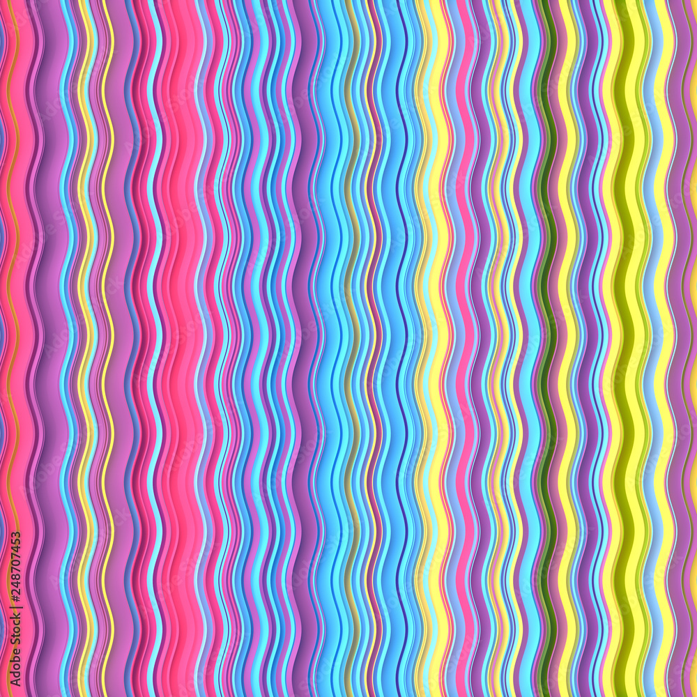 Aufkleber Colored Wavy Background. Dynamic Effect. Design Template. Modern Pattern. 3d rendering