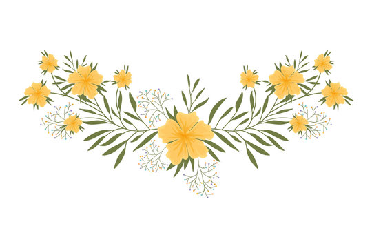 garland with flowers and leafs isolated icon
