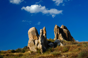  Kappadokien, Tuerkei, anatolische Tuffstein Landschaft bei Goereme