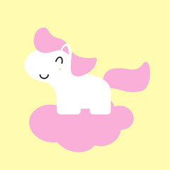Little simple pony on pink cloud