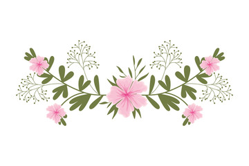 garland with flowers and leafs isolated icon