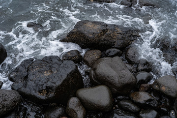coastline of Taylors mistake walkway in New Zealand, New Zealand ocean beach, amazing natura of New Zealand, foggy weather in on the South Island of New Zealand