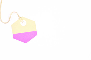 hexagon paper tag on white background horizontal template