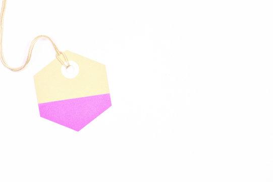 hexagon paper tag on white background horizontal template