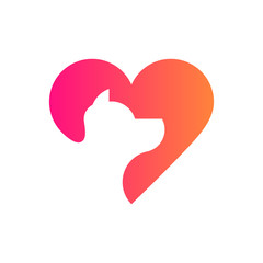 Modern dog care logo, negative space. Vector illustration.