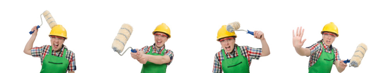 Woman painter isolated on the white