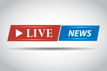 Live news banner isolated on white background. Banner design template. Vector illustration