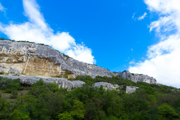 Fototapeta na wymiar Ruins of the ancient cave city of Chufut Kale